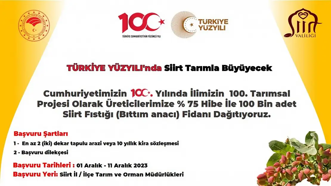 Çiftçilere 100 Bin Siirt Fıstığı Fidesi Dağıtılacak!