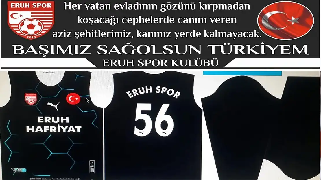 Eruh Spor, Şehit Mehmetçikler İçin Siyah Forma İle Çıkacak