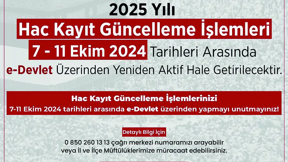 Hac Kayıt Güncelleme İşlemleri Yeniden Açılıyor