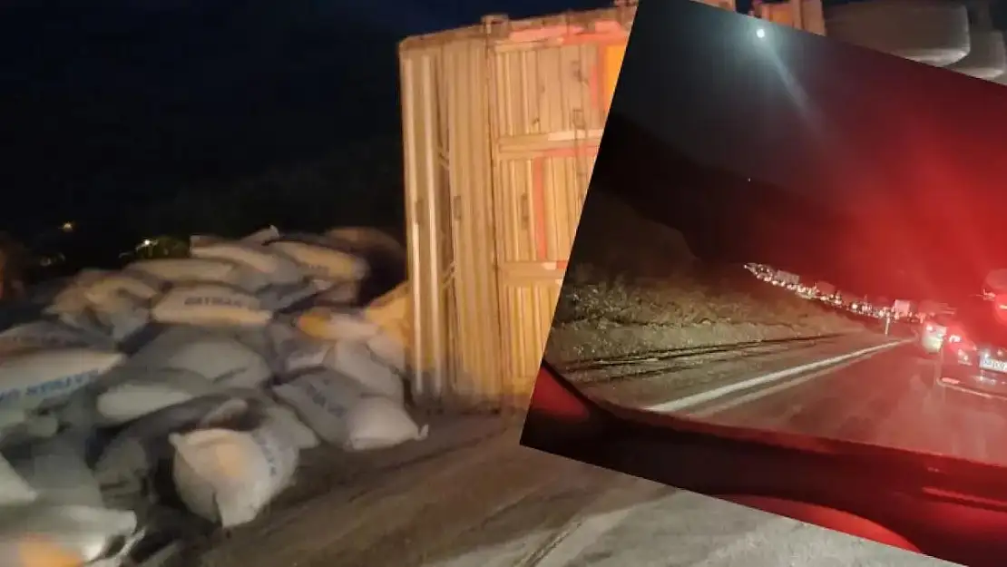 Hayvan Yemi Yüklü Tır, Bitlis-Baykan Karayolu'nda Devrildi