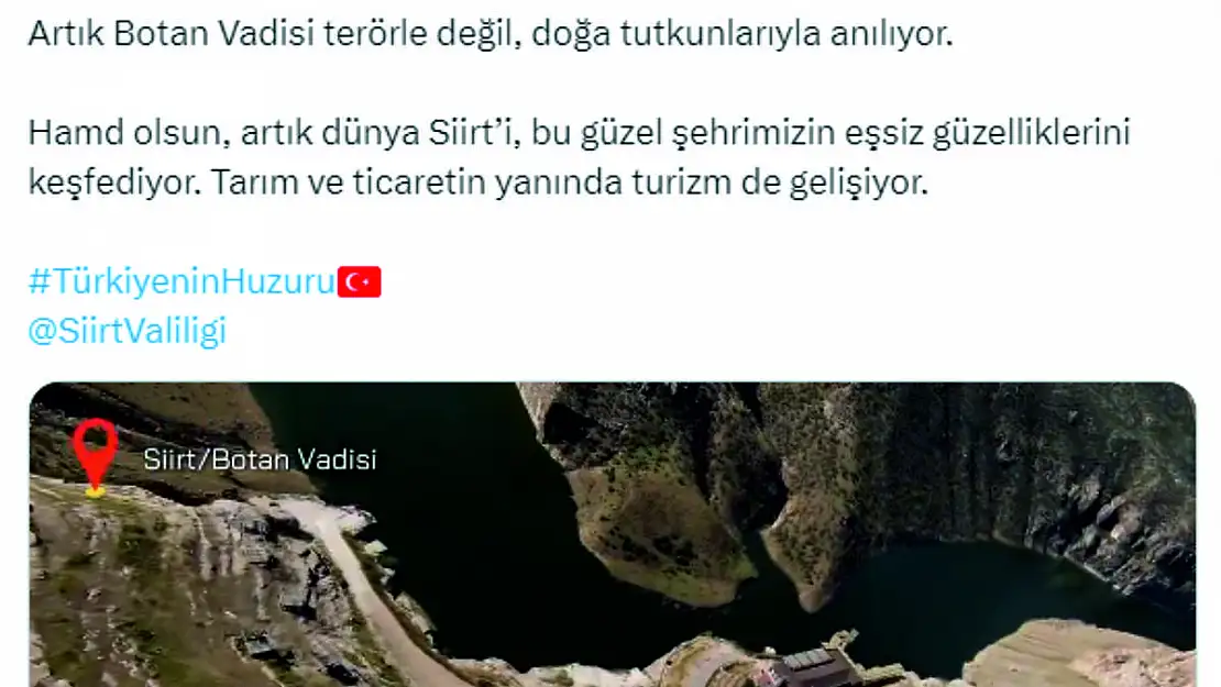 İçişleri Bakanı Yerlikaya'dan Siirt/Botan Paylaşımı