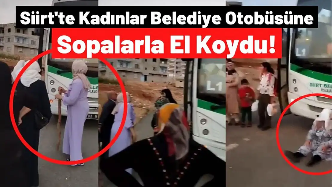 KADINLAR BELEDİYE OTOBÜSÜNE SOPALARLA EL KOYDU!