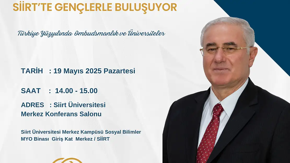  Kamu Başdenetçisi (Ombudsman) Mehmet Akarca Siirt'te Gençlerle Buluşacak