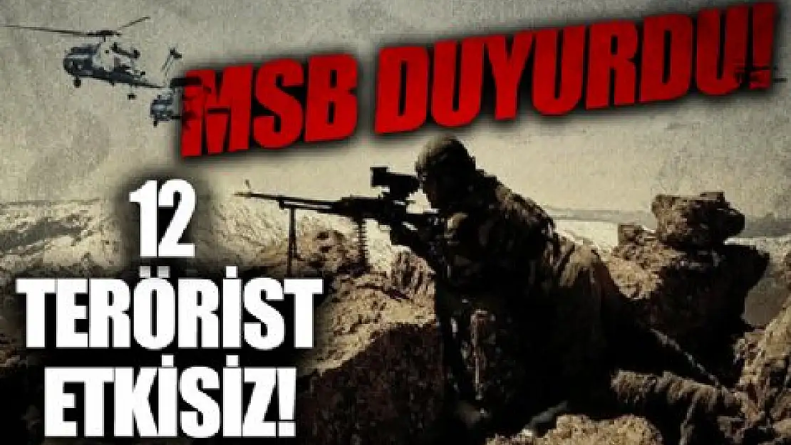 MSB'den Flaş Açıklama: 12 Terörist Etkisiz Hale Getirildi