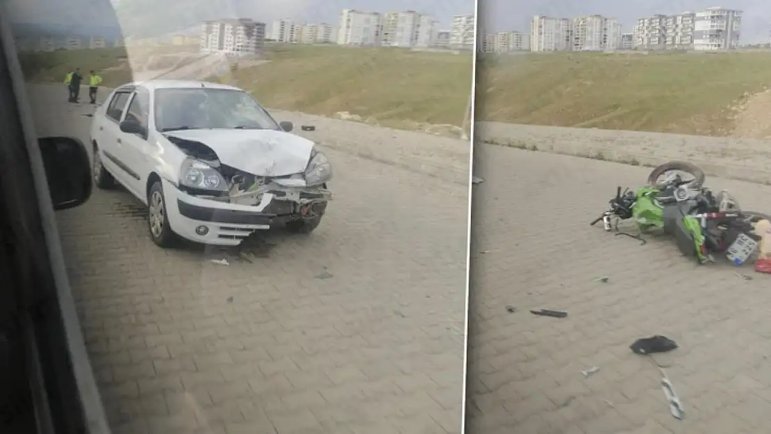 Otomobil ve Motosiklet Kafa Kafaya Çarpıştı