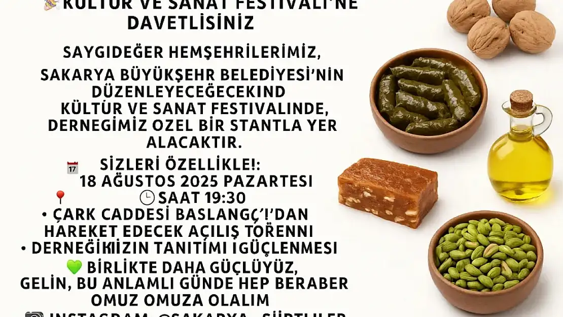 Sakarya Kültür ve Sanat Festivali'nde Siirt Rüzgârı Esecek