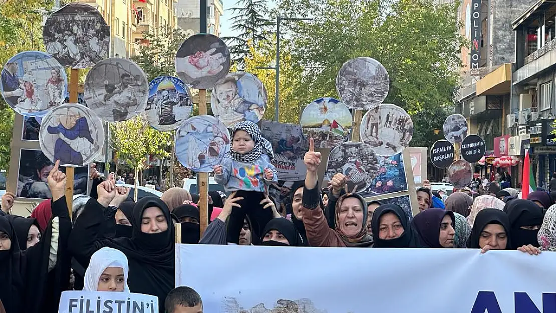 Siirt'te Anneler, Filistin'de Katledilen Anne ve Çocukları İçin Yürüdü