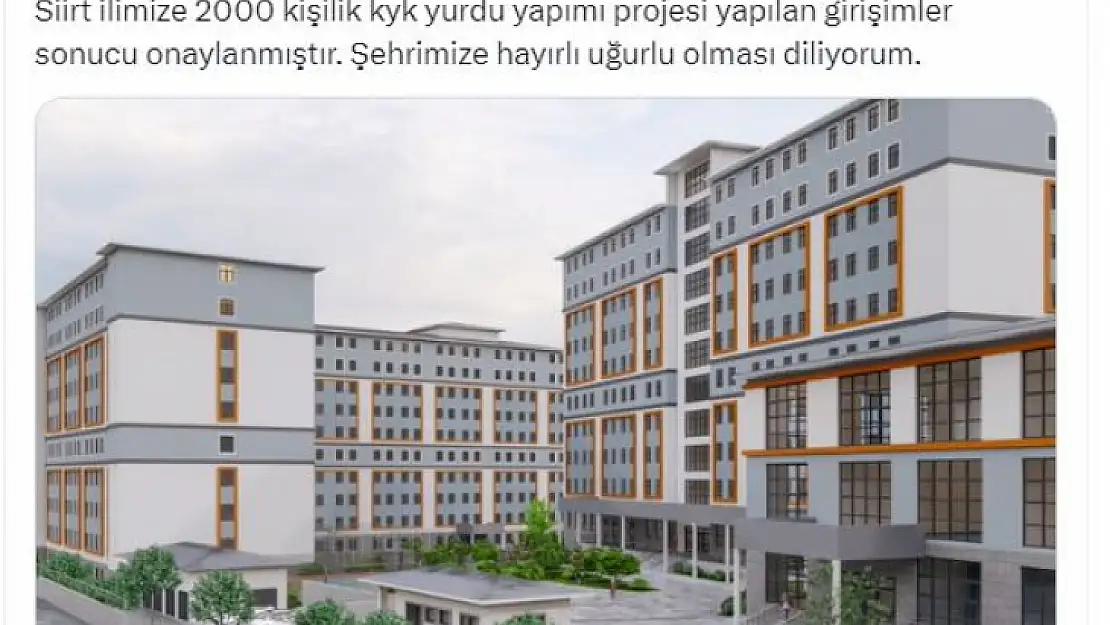 Siirt Milletvekili Mervan Gül Duyurdu: 'Siirt'te 2 Bin Kişilik KYK Yurdu Yapımı Onaylandı'