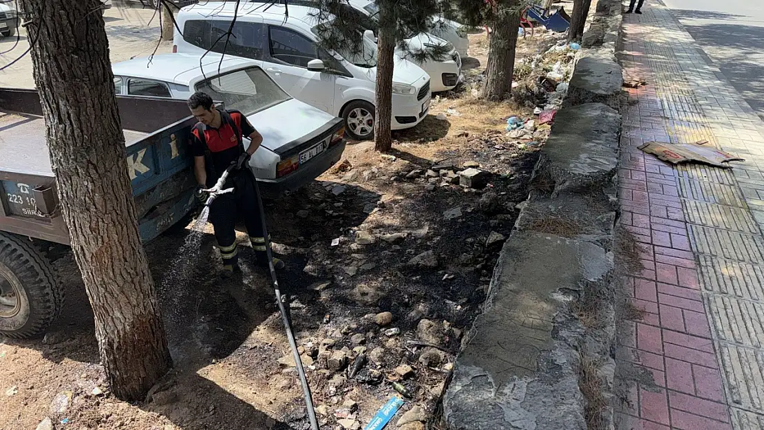Siirt'te Otoparkta Çıkan Ot Yangını Araçlara Sıçramadan Söndürüldü