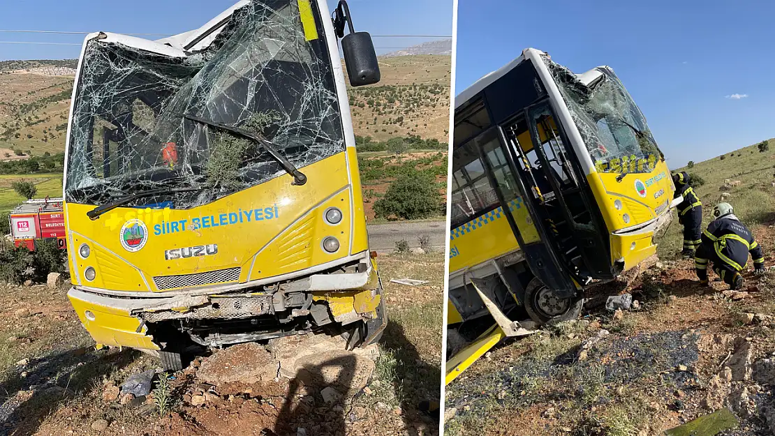 Siirt'te Yolcu Otobüsü Şarampole Yuvarlandı: Sürücü Yaralandı