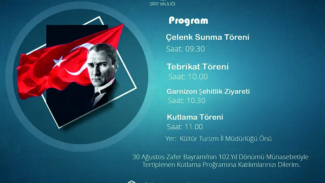Siirt'te '30 Ağustos Zafer Bayramı' Coşkuyla Kutlanacak