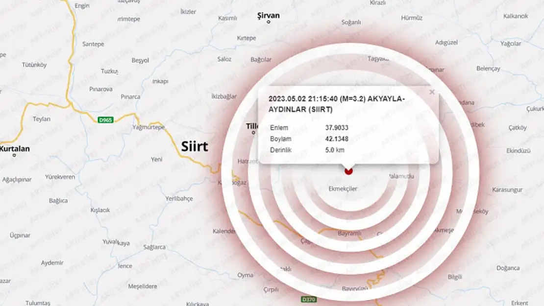 SİİRT'TE 3,2 BÜYÜKLÜĞÜNDE DEPREM