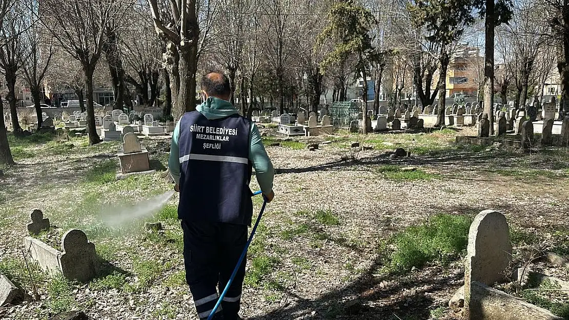 Siirt'te Şehir Mezarlıklarında İlaçlama, Temizlik ve Bakım Çalışmaları
