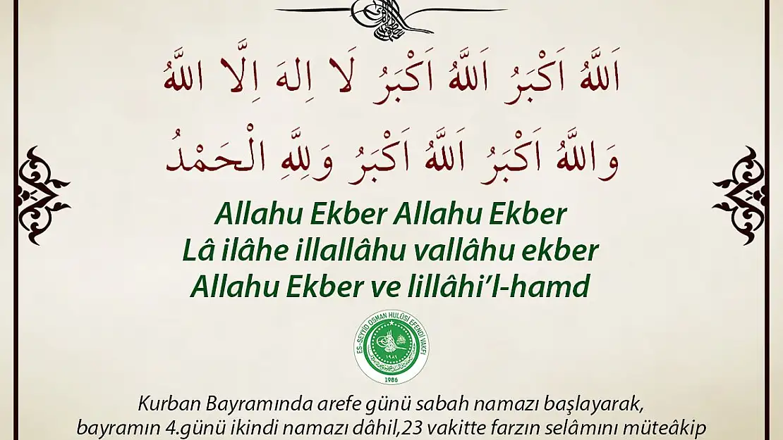 Teşrik Tekbirlerini Unutmayalım!