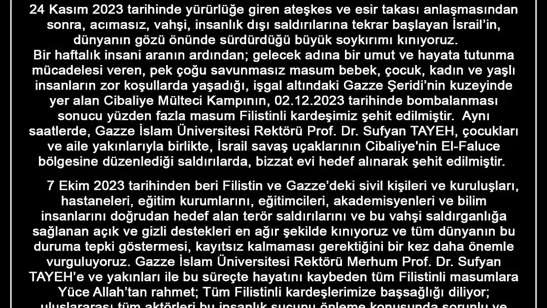 Üniversite Rektörlerinden Kınama Mesajı