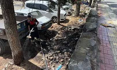 Siirt'te Otoparkta Çıkan Ot Yangını Araçlara Sıçramadan Söndürüldü
