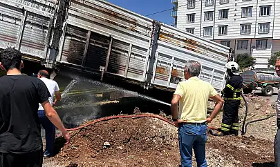 Siirt'te Park Halindeki Kamyon Dorsesi Alev Aldı, İtfaiye Müdahalesiyle Söndürüldü