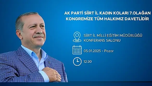 AK Parti Siirt Kadın Kolları Kongresi Yarın Yapılacak