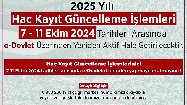 Hac Kayıt Güncelleme İşlemleri Yeniden Açılıyor