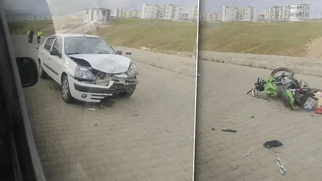 Otomobil ve Motosiklet Kafa Kafaya Çarpıştı