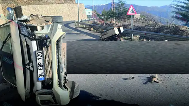 Pervari'de Güvenlik Bariyerlerine Çarpan DEDAŞ Aracı Takla Attı