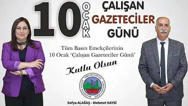 Siirt Belediyesi Eş Başkanları'ndan 10 Ocak Çalışan Gazeteciler Günü Mesajı