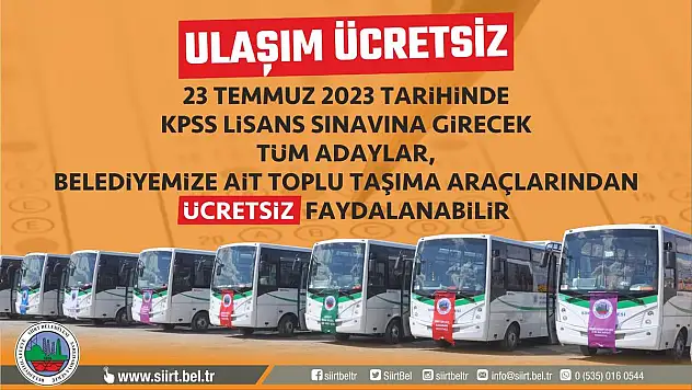 Siirt Belediyesi Otobüsleri, KPSS'ye Gireceklere Ücretsiz