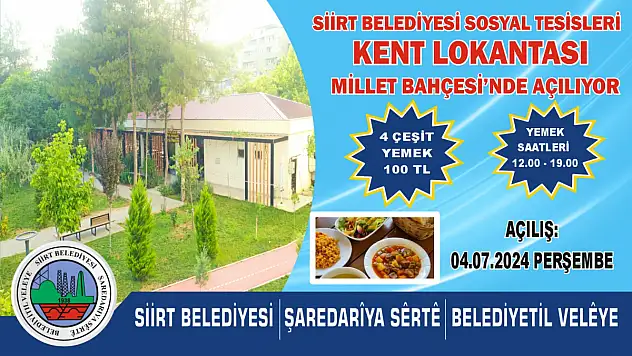 Siirt'te Perşembe Günü Hizmete Girecek Olan Kent Lokantasında 4 Çeşit Yemek 100 TL